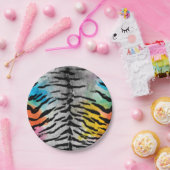 ナイトサイケデリックタイガースキンプリント ペーパープレート (パーティー)