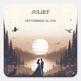 ナイトサンセットムーンクラウドトワイライトブライダルシャワー スクエアシール