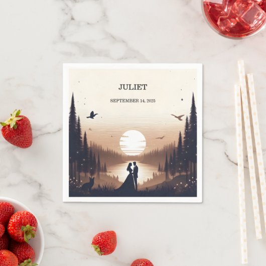 ナイトサンセットムーンクラウドトワイライトブライダルシャワー スタンダードカクテルナプキン (インサイチュ)