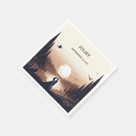ナイトサンセットムーンクラウドトワイライトブライダルシャワー スタンダードカクテルナプキン (角)
