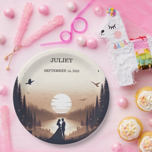 ナイトサンセットムーンクラウドトワイライトブライダルシャワー ペーパープレート (パーティー)