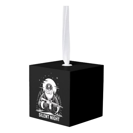 ナイトサンタ静かクリスマス軍隊退役軍人 キューブオーナメント (裏面アングル)