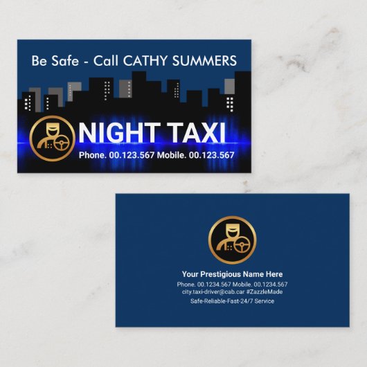 ナイトシティシルエットタクシー運転手 名刺 (正面/裏面)