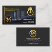ナイトシティスカイライン金ゴールド電球タクシスタンド 名刺 (正面/裏面)