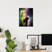 ナイトシティレインプリント ポスター (ホームオフィス)