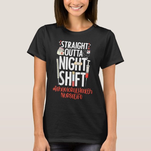 ナイトシフトの真っ只中 ナースライフ 行動H Tシャツ (正面)