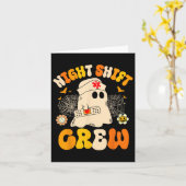 ナイトシフトクルー幽霊ハロウィーンナース おもしろい カード (黄色い花)