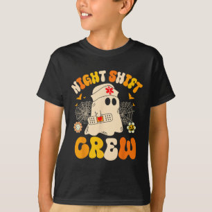 ナイトシフトクルー幽霊ハロウィーンナース おもしろい Tシャツ