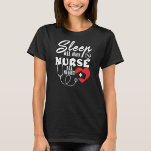 ナイトシフトナーススリープオールデイナースオールナイト Tシャツ