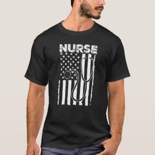 ナイトシフトナースナース旗アメリカ Tシャツ