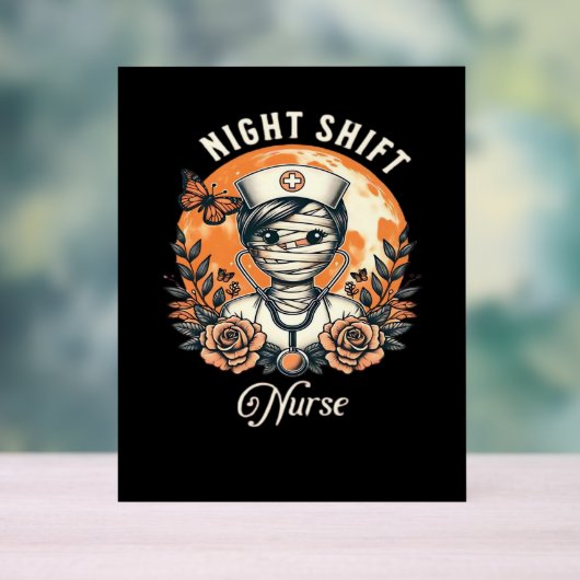 ナイトシフトナースミームハロウィンヘルスケアフローラ アクリルサイン (ニュートラル)