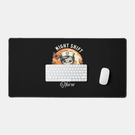 ナイトシフトナースミームハロウィンヘルスケアフローラ デスクマット (キーボード&マウス)