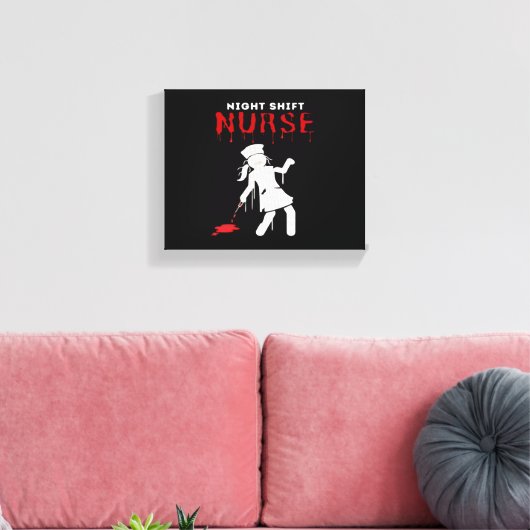 ナイトシフトナース面白いハロウィンクラシックのTシャツ キャンバスプリント (インサイチュ (リビング))