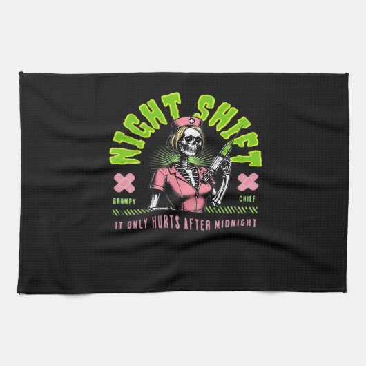 ナイトシフトナース – 全国ナース週間ギフトアイディア キッチンタオル (横)