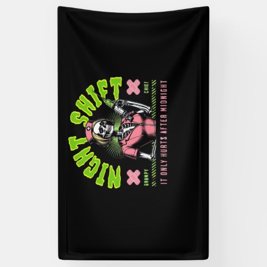 ナイトシフトナース – 全国ナース週間ギフトアイディア 横断幕 (縦)