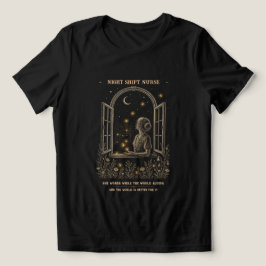 ナイトシフト看護師 ビンテージ植物 月 窓辺 トライブレンドTシャツ