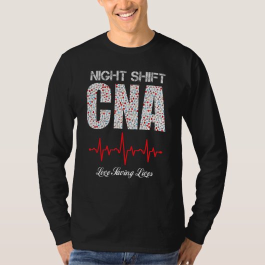 ナイトシフトCNA愛の救生活ハートビートおもしろい Tシャツ (正面)