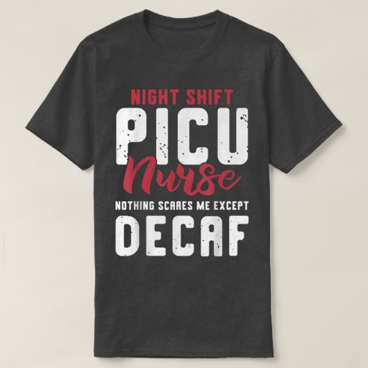 ナイトシフトPICUナースコーヒー恋人 Tシャツ (デザイン正面)