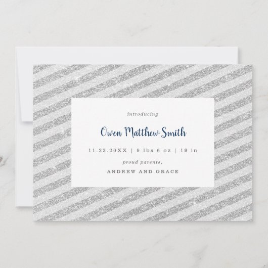 ナイトシルバ静かースノーフレークズホリデーベビー誕生 招待状 (裏面)