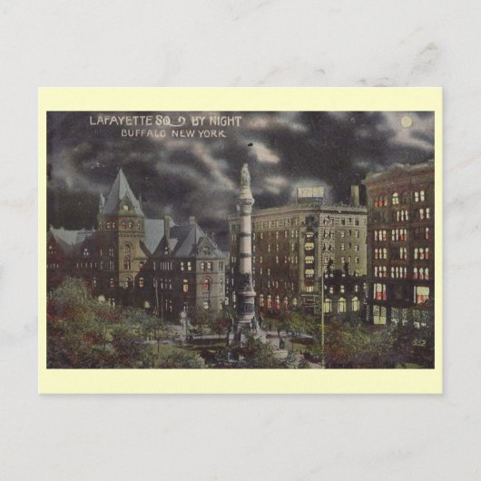 ナイトシーン,バッファロー,ニューヨークヴィンテージ ポストカード (正面)