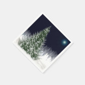 ナイトシ静かョンスノー覆われたクリスマスツリーホリデー スタンダードカクテルナプキン (角)