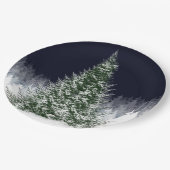 ナイトシ静かョンスノー覆われたクリスマスツリーホリデー ペーパープレート (アングル)