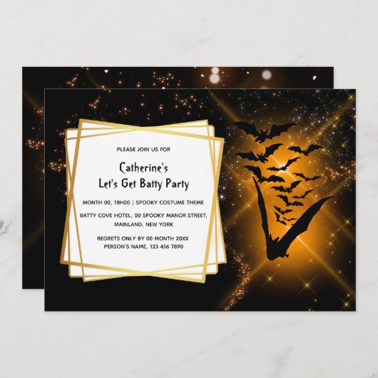 ナイトスカイこうもりホタルは大人ハロウィン 招待状 (正面/裏面)