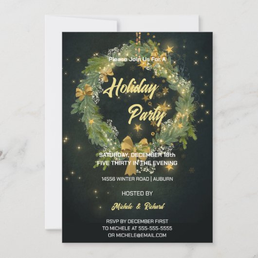 ナイトスカイとリースホリデーパーティー招待状 招待状 (正面)