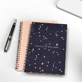 ナイトスカイと金ゴールドスターミニマリストモノグラム ノートブック