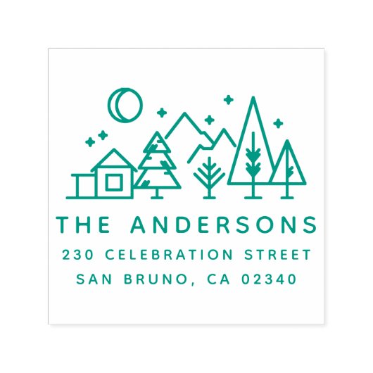 ナイトスカイアウトドアシーンモダン差出人住所 セルフインキングスタンプ (デザイン)