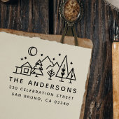 ナイトスカイアウトドアシーンモダン差出人住所 セルフインキングスタンプ