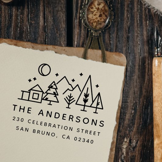 ナイトスカイアウトドアシーンモダン差出人住所 セルフインキングスタンプ