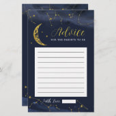 ナイトスカイオーバーザムーンベビーシャワーアドバイスカード (正面/裏面)