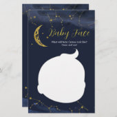 ナイトスカイオーバーザムーンベビーシャワーベビー顔カード (正面/裏面)