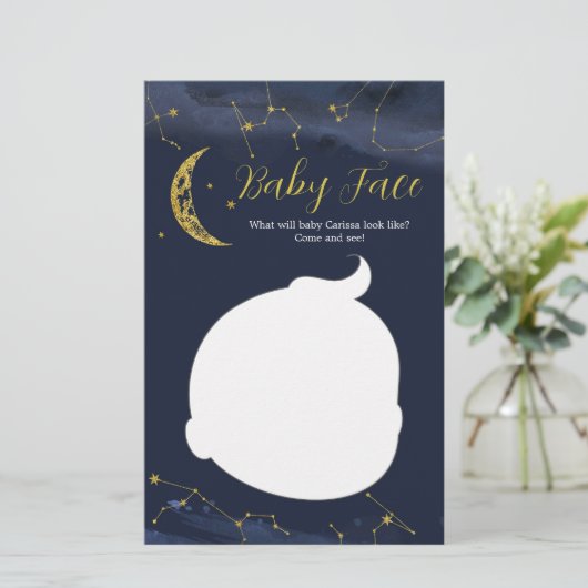 ナイトスカイオーバーザムーンベビーシャワーベビー顔カード (スタンド正面)