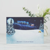 ナイトスカイクリスマスにサンタのそり&トナカイ シーズンカード (スタンド正面)