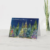 ナイトスカイクリスマスツリーフォレストホリデーカード シーズンカード (正面)