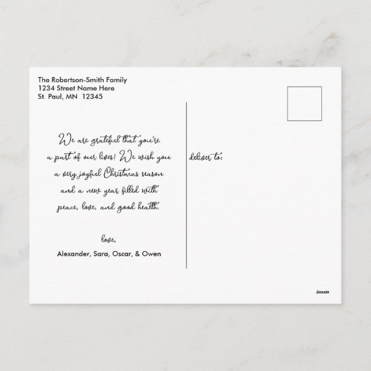 ナイトスカイクリスマスツリーフォレストホリデーポストカード シーズンポストカード (裏面)