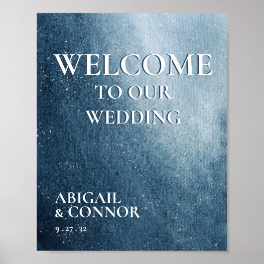 ナイトスカイスターズネイビーブルーホワイトウェルカムフォームボード ポスター (正面)