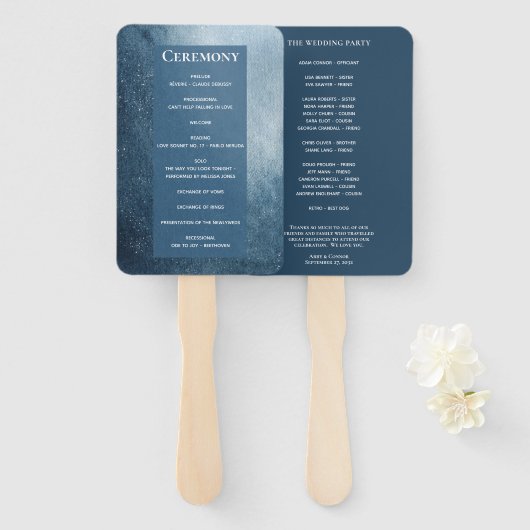 ナイトスカイスターズネイビーブルーホワイトファンプログラム ハンドファン (正面&裏面)