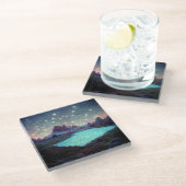 ナイトスカイスターズファンタジー風景 ガラスコースター (アングル)