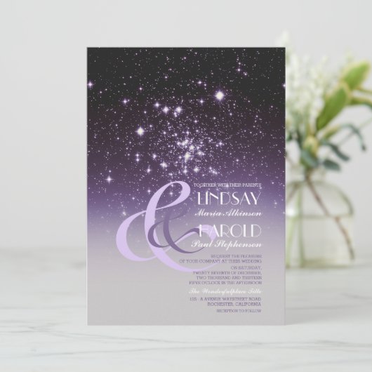 ナイトスカイスターズロマンチック結婚式招待状 招待状 (スタンド正面)