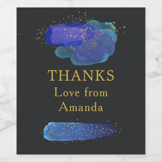 ナイトスカイスター宇宙ファンタジーパーティーありがとう ワインラベル (シングルラベル)