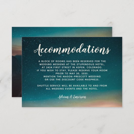 ナイトスカイスター銀河系サンセットマウン結婚テン エンクロージャーカード (正面/裏面)