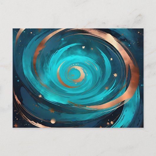 ナイトスカイネブラターコイズと銅メタリック ポストカード (正面)