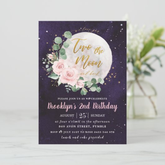 ナイトスカイピンクフローラ2月2日の誕生日 招待状 (スタンド正面)