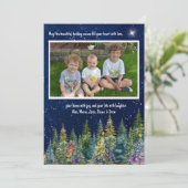 ナイトスカイフォトクリスマスツリーフォレストフラットホリデーカード シーズンカード (スタンド正面)