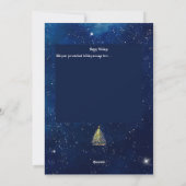 ナイトスカイフォトクリスマスツリーフォレストフラットホリデーカード シーズンカード (裏面)