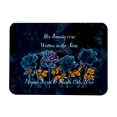 ナイトスカイブルーバラ金ゴールドリーフ彼女の美しいスウィート16 マグネット (横)