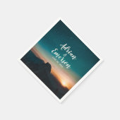 ナイトスカイマウンテン銀河系サンモダンライズ結婚ズ スタンダードカクテルナプキン (角)